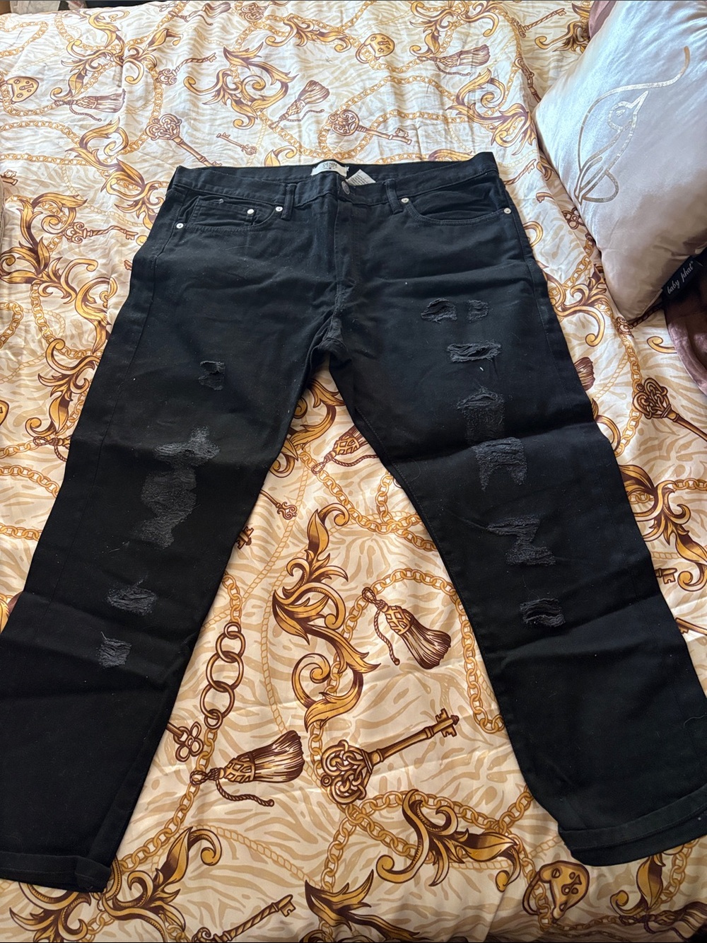 Slim Straight Black Distressed Men's Jeans